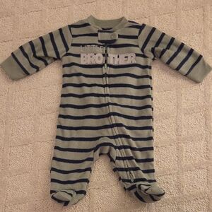 Carter's Green and Black Striped Footie